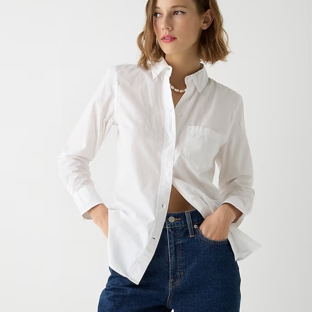 J crew Tall classic-fit washed cotton poplin shirt Size 0